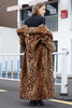 Load image into Gallery viewer, Brun leopard hakket jakkeslag fuskepels shearling pels