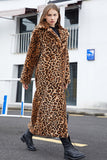 Brun leopard hakket jakkeslag fuskepels shearling pels