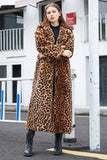 Brun leopard hakket jakkeslag fuskepels shearling pels