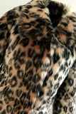 Brun Leopard jakkeslag Midi Fuskepels Shearling Coat