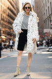 Hvit Oversized Knee Lengde Faux Fur Shearling Coat