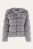 Load image into Gallery viewer, Grå Fluffy Cropeed Sjal Lapel Faux Fur Shearling Coat