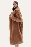 Kamel Lapel Fleece Oversized Long Fuzzy Teddy Coat