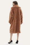 Kamel Lapel Fleece Oversized Long Fuzzy Teddy Coat