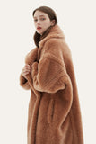 Kamel Lapel Fleece Oversized Long Fuzzy Teddy Coat