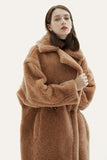 Kamel Lapel Fleece Oversized Long Fuzzy Teddy Coat