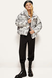 Stand-Up Collar Ink maleri Warm White Duck Down Jacket