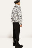 Stand-Up Collar Ink maleri Warm White Duck Down Jacket