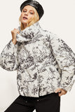 Stand-Up Collar Ink maleri Warm White Duck Down Jacket