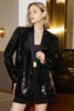 Load image into Gallery viewer, Sparkly Black Paljetter Longline overdimensjonert Prom Blazer for kvinner