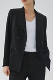 Svart Double Breasted Peak Lapel Kvinner Party Blazer