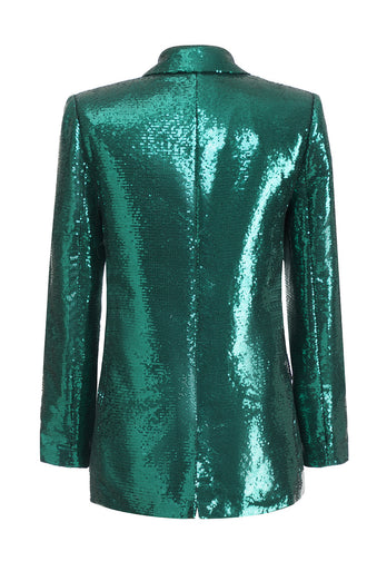 Sparkly Dark Green paljetter 2 Piece Women Blazer med skjørt