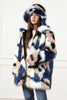 Load image into Gallery viewer, Blue Faux Fur ong Shaggy Coat med Hat Set