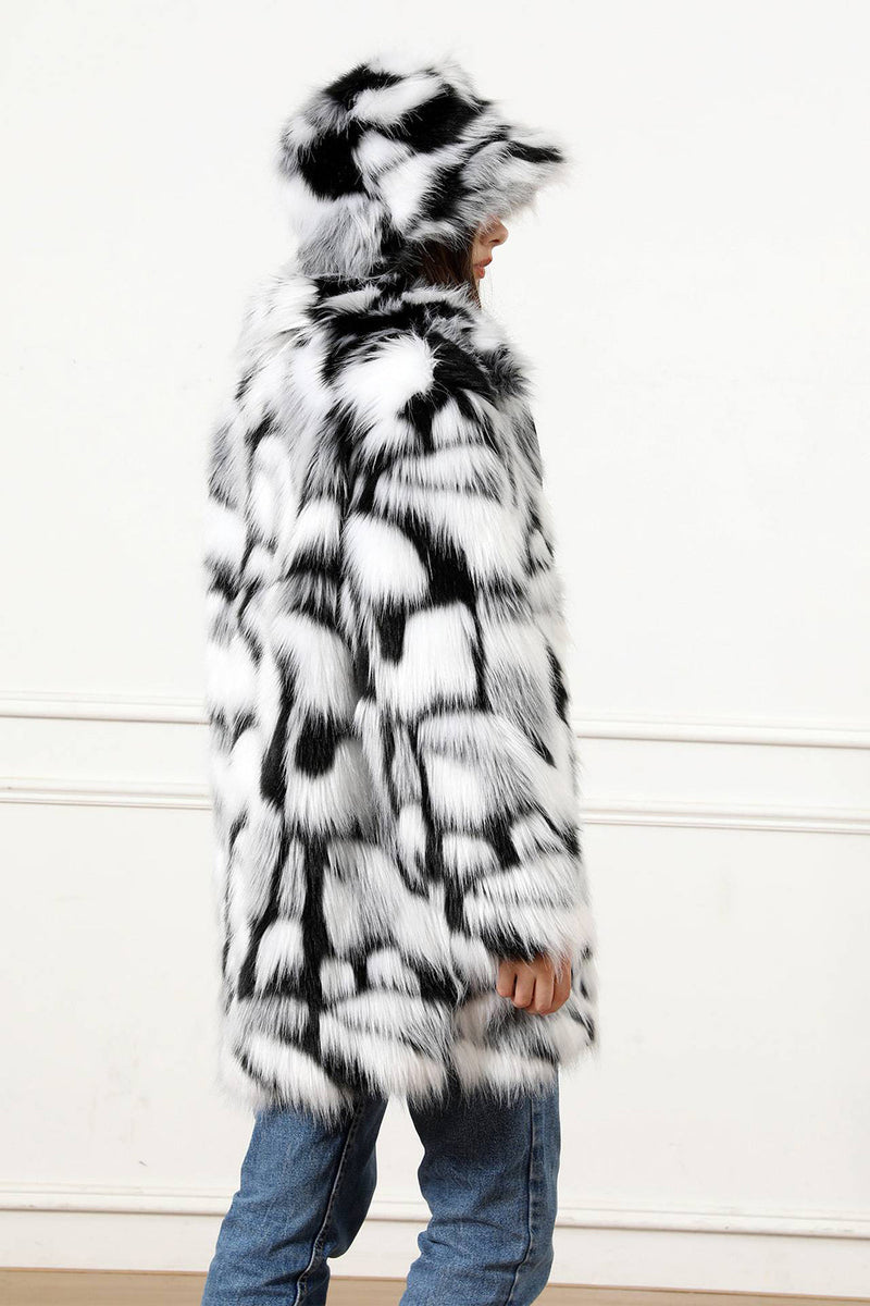 Load image into Gallery viewer, Blue Faux Fur ong Shaggy Coat med Hat Set