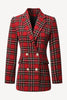 Load image into Gallery viewer, Red Plaid Tweed Double Breasted Kvinner Blazer