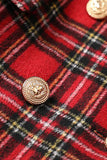 Red Plaid Tweed Double Breasted Kvinner Blazer