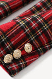 Red Plaid Tweed Double Breasted Kvinner Blazer