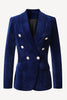Load image into Gallery viewer, Navy Double Breasted Shawl Lapel Kvinner Party Blazer