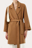 Load image into Gallery viewer, Svart hakket lapel midi dame ullfrakk med belte
