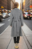Load image into Gallery viewer, Grå Double Breasted Long Wool Blend Coat med belte