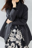 Black Button Lett vattert Puffer Jacket