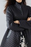 Black Button Lett vattert Puffer Jacket