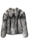 Grey Lapel Neck Shearling Beskåret Faux Fur Coat