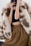 Khaki sjal lapel midi fuskepels shearling pels