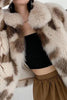 Load image into Gallery viewer, Khaki sjal lapel midi fuskepels shearling pels