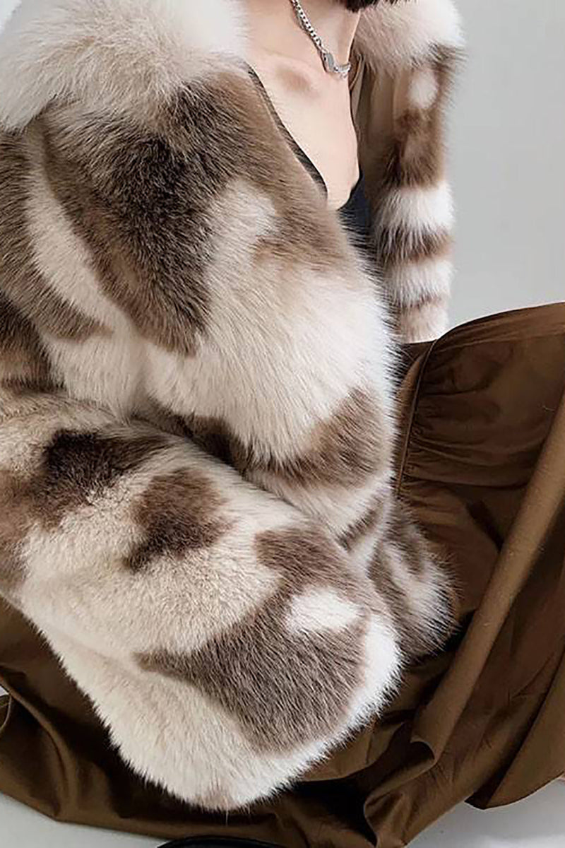 Load image into Gallery viewer, Khaki sjal lapel midi fuskepels shearling pels