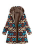 Load image into Gallery viewer, Navy Fleece Hooded Long Sleeves Trykt Kvinner Christmas Coat