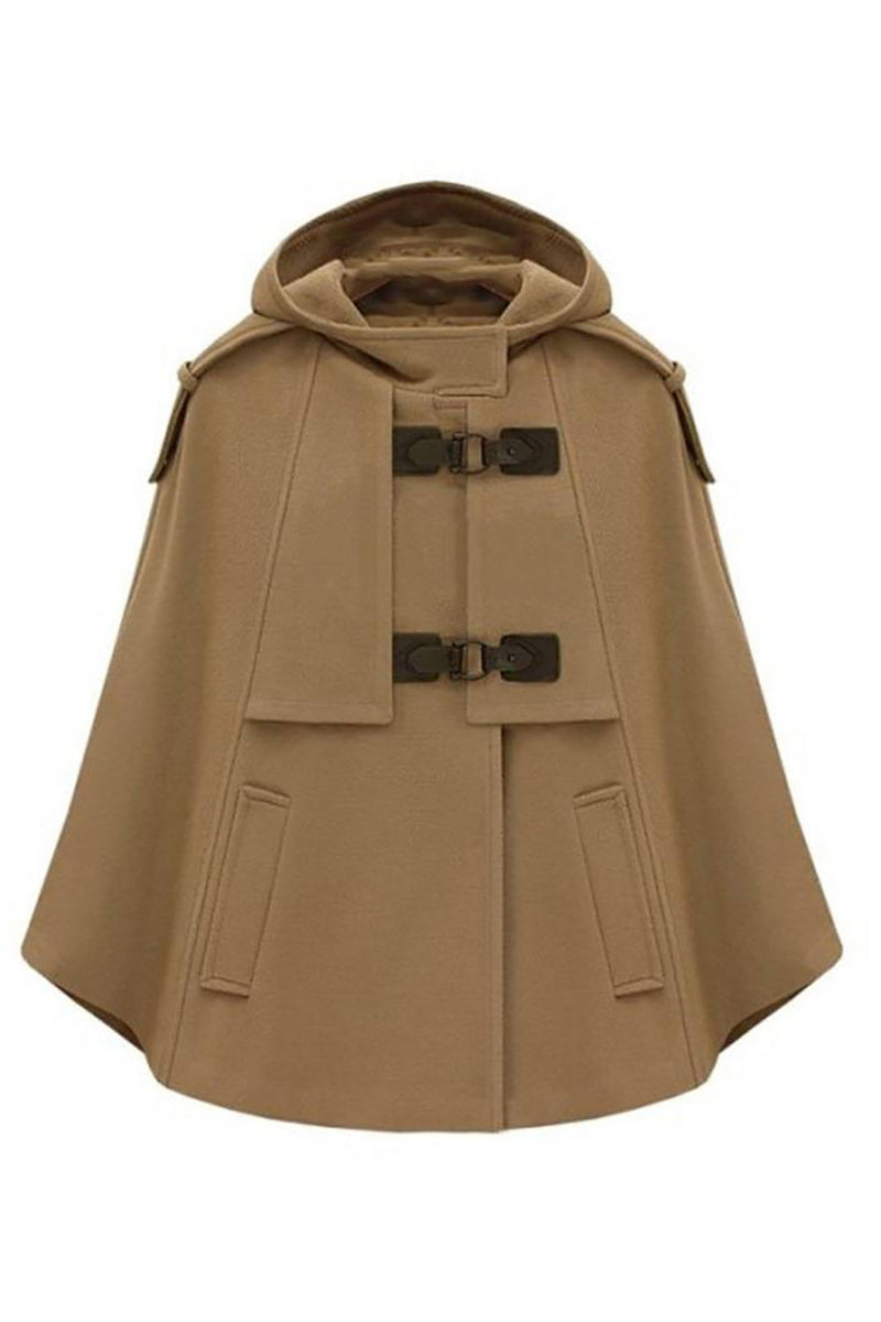 Load image into Gallery viewer, Camel Hooded Buckled Kvinner Cowl Coat