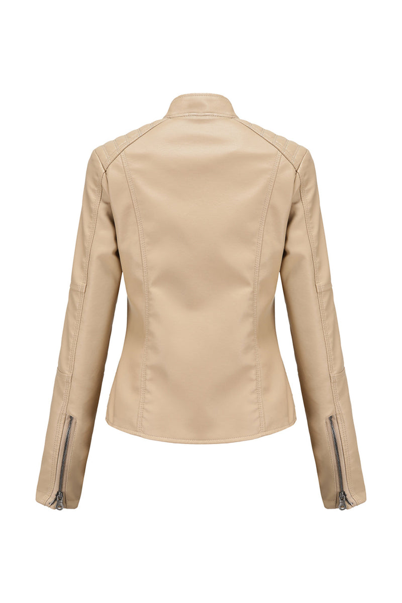 Load image into Gallery viewer, Svart glidelås frontmontert PU Women Jacket
