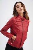 Svart glidelås frontmontert PU Women Jacket