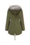 Army Green Mid-Lengde hette Winter Warm Plus Fleece Coat
