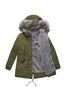 Load image into Gallery viewer, Army Green Mid-Lengde hette Winter Warm Plus Fleece Coat