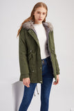 Army Green Mid-Lengde hette Winter Warm Plus Fleece Coat