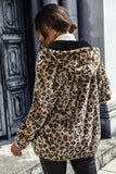 Grey Leopard Fleece hette Zip Up Coat