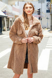 Camel Fleece Button Down Midi Coat