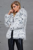 Load image into Gallery viewer, Hvit leopard print jakkeslag hals fuskepels kvinner frakk