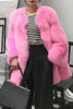 Load image into Gallery viewer, Hot Pink Shawl Lapel Oversized Faux Fur Women Coat