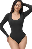 Svarte lange ermer Scoop Neck Magekontroll Shapewear