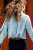 Load image into Gallery viewer, Blå knapp ned silke kvinner bluse