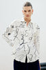 Load image into Gallery viewer, Hvit trykt silke kvinner bluse
