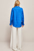 Load image into Gallery viewer, Royal Blue overdimensjonert knapp ned kvinner bluse