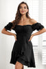 Load image into Gallery viewer, Av skulderen A-linje liten svart kjole