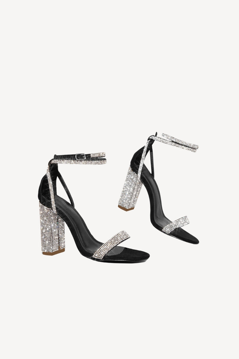 Load image into Gallery viewer, Rhinestone Chunky Heel One Buckle Sexy High Heel Sandals
