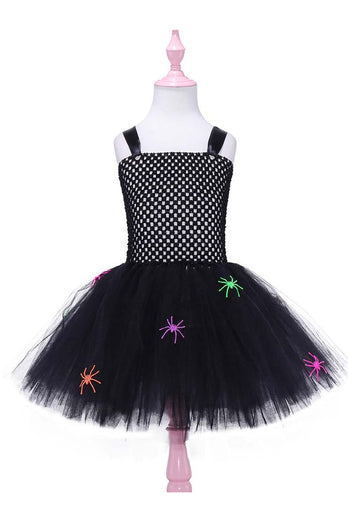 Svart Tulle A-Line Halloween Girl Dress Set