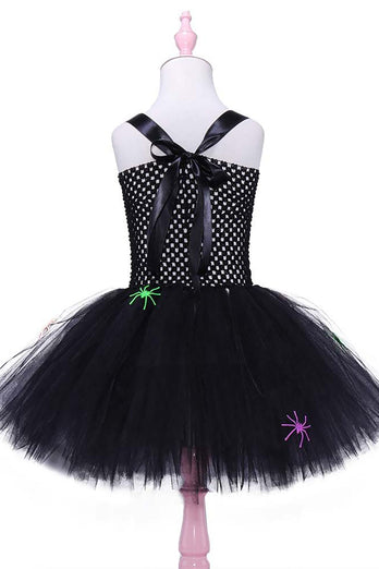 Svart Tulle A-Line Halloween Girl Dress Set