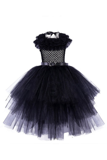 Black Tiered Tulle Ruffled Halloween Girl Dress